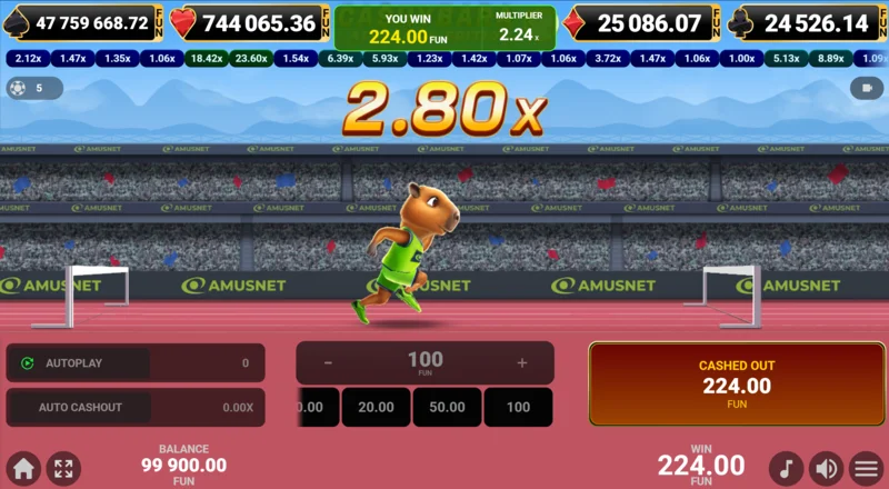 Cashybara Athletics Edition - успешен кеш-аут и кредитирање на добивката